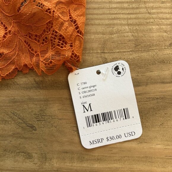 NEW Free People Women's Medium Orange Ginger Lace Intimates Strappy Bralette - Picture 3 of 4